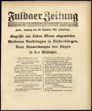 Ausgabe vom Samstag, den 30. Dezember 1916.