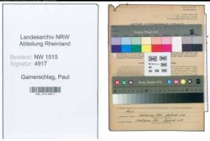 Entnazifizierung Paul Gamerschlag , geb. 04.05.1903 (Baeckermeister)