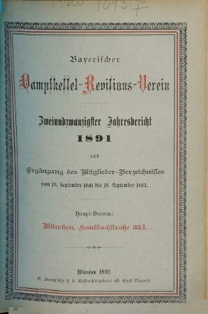 Jahresbericht. 22. 1891 (1892)