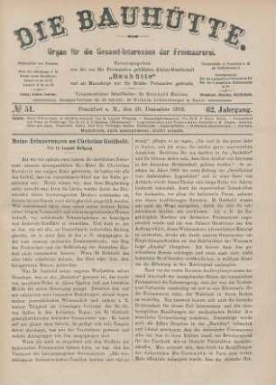 No 51. Frankfurt a. M., den 20. Dezember 1919. 62. Jahrgang.