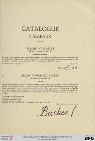 Catalogue tableaux