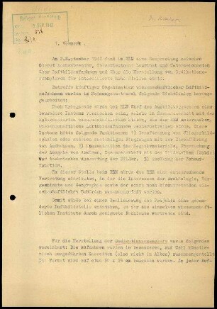 Aktenvermerk; Besprechung im RLM
