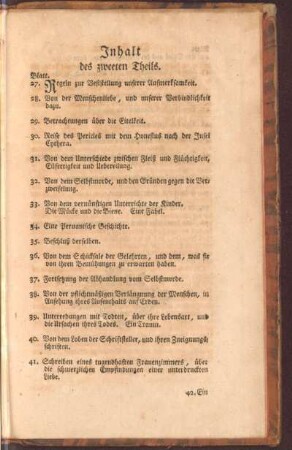 Inhalt des zweeten Theils