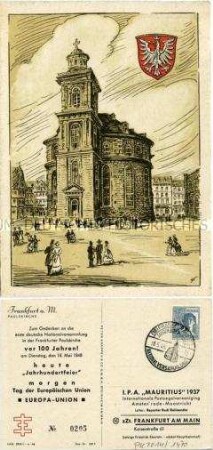 Postkarte zur Jahrhundertfeier der Nationalversammlung in der Paulskirche