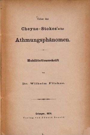 Ueber das Cheyne-Stokes'sche Athmungsphänomen