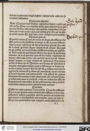 Expositio textus: quid est verbum id est que est diffinitio verbi est pars orationis significans cum tempore