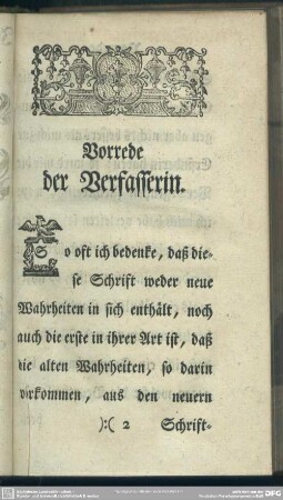 Vorrede der Verfasserin
