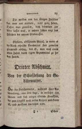 Dritter Abschnitt. Von der Schiefstehung der Gebährmutter.
