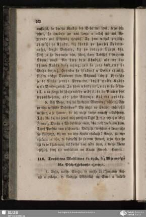 116. Troschtna Modlitwa sa tych, kiž Wjernoszje dla Pscheszjehanje cżerpja
