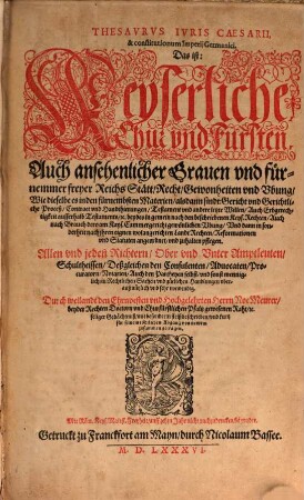Thesaurus iuris Caesarii ... germanici