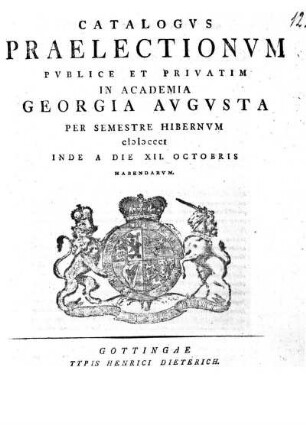 WS 1801: Catalogus praelectionum publice et privatim in Academia Georgia Augusta ... habendarum