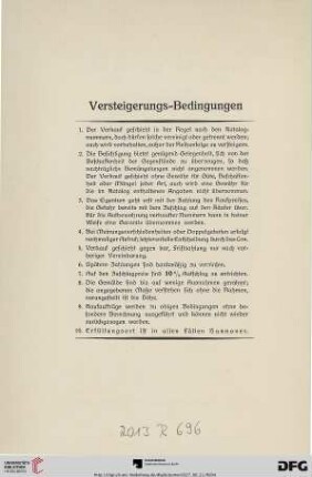 Versteigerungs-Bedingungen