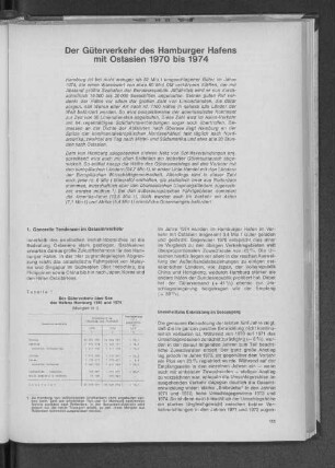 Der Güterverkehr des Hamburger Hafens mit Ostasien 1970 bis 1974
