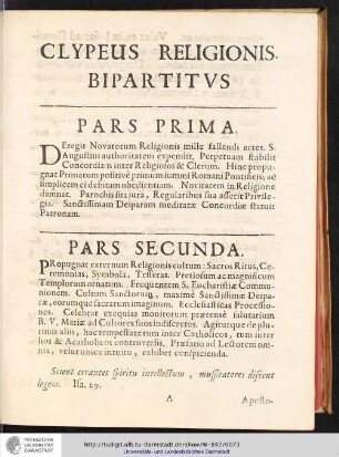 CLYPEUS RELIGIONIS BAPARTITVS
