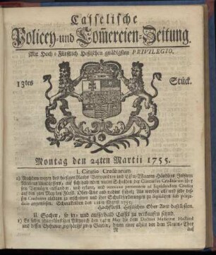 13tes Stueck, Montag den 24ten Martii 1755
