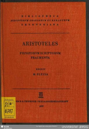 Aristotelis privatorvm scriptorvm fragmenta