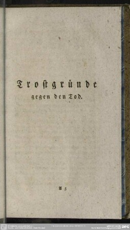 Trostgründe gegen den Tod