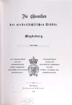 Die Chroniken der niedersächsischen Städte, 1. Magdeburg