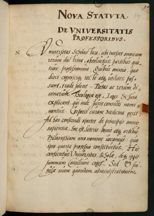 Nova Statuta [Lateinische Statuten der Universität vom 16.11.1683]