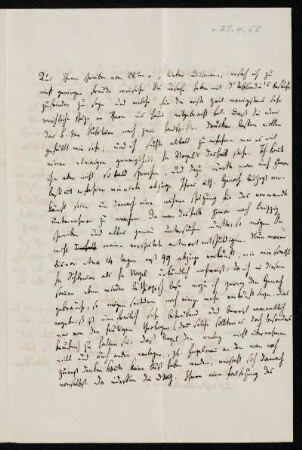 Nr. 9: Brief von Heinrich Ewald an August Dillmann, Göttingen, 27.4.1858