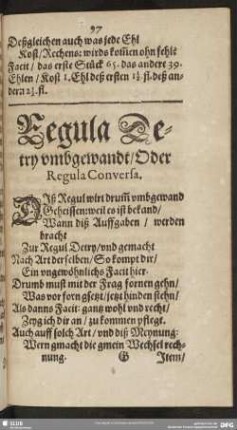 Regula Detry umbgewandt, ODer Regula Conversa