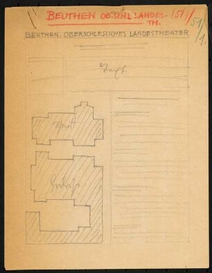 Stadttheater, Beuthen: Layout-Skizze, zwei Seiten