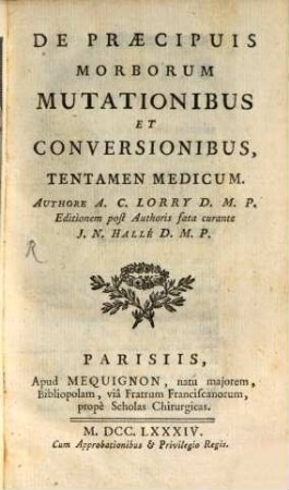 De praecipuis morborum mutationibus ... tentamen