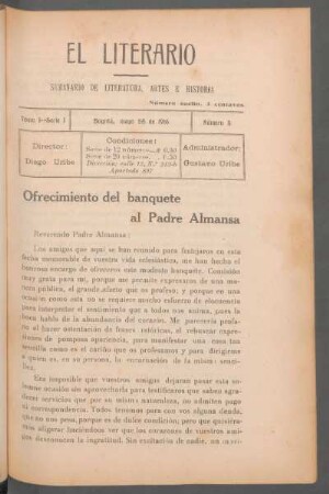 Ofrecimiento del banquete al Padre Almansa
