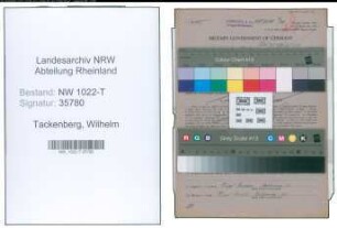 Entnazifizierung Wilhelm Tackenberg , geb. 07.08.1892 (Schlosser)