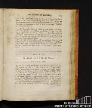 Chap. XVI. To describe the Ionic Volute. Plate XVII.