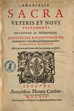 Adagialia Sacra Veteris Et Novi Testamenti, 1.