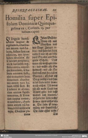 Homilia super Epistolam Dominicae Quingasimae