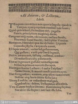 Ad Autorem, & Lectorem Libelli.