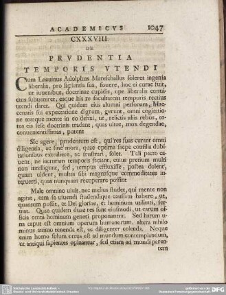 CXXXVIII De Prudentia Temporis Utendi