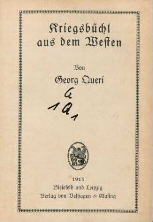 Kriegsbüchl aus dem Westen