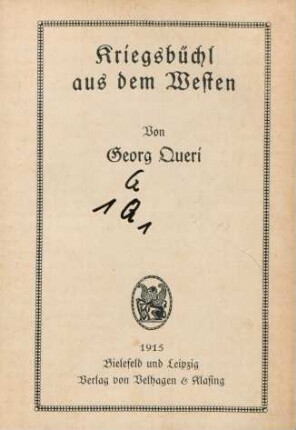 Kriegsbüchl aus dem Westen