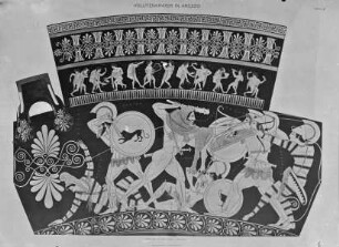 Volutenkrater mit Darstellung des Herakles im Amazonenkampf (Bauch) und musizierenden Zechern (Hals)