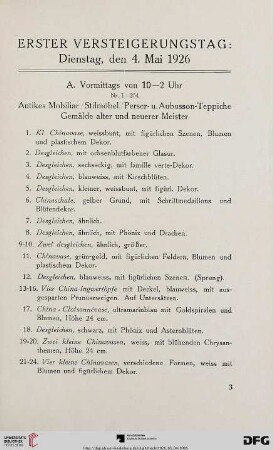Antikes Mobiliar/Stilmöbel/Perser- u. Aubusson-Teppiche, Gemälde alter und neuerer Meister (Nr. 1-254)