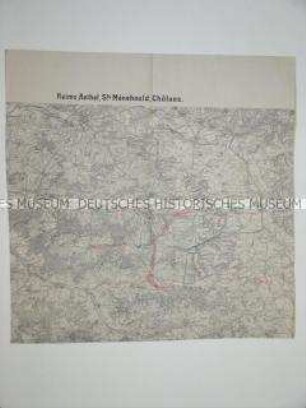 Teil einer topographischen Karte des Gebietes von Reims