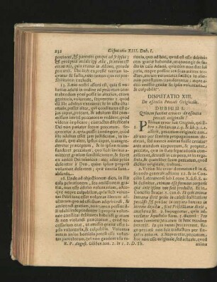 Disputatio XIII. De essentia Peccati Originalis.