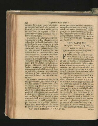 Disputatio XIII. De essentia Peccati Originalis.