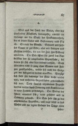 4. Gemälde der allmäligen Entwiklung der Selenkräfte. Nothwendigkeit, Arten und Wichtigkeit der Erziehung.