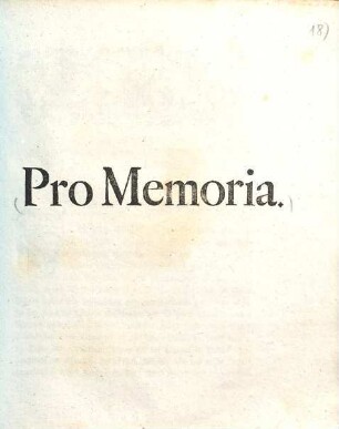 Pro Memoria : [Regenspurg, den 4. Octobr. 1756]