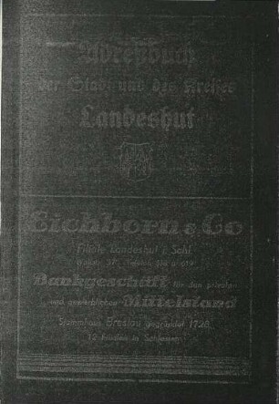 Adreßbuch der Stadt und des Kreises Landeshut
