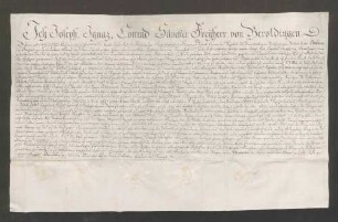 Instrumentum cautionis des Joseph Ignaz von Beroldingen.
