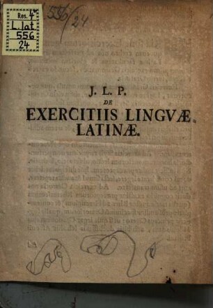 J. L. P. De Exercitiis Linguae Latinae