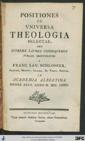 Positiones Ex Vniversa Theologia Selectae