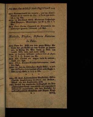 149-159, Mathesis, Physica, Historia Naturae.