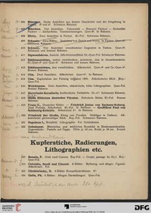 Kupferstiche, Radierungen, Lithographien etc. (Nr. 423-478)