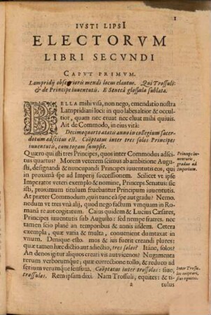 Ivsti LipsI Electorum. 2, Liber secundus, in quo mixtim ritus & censurae